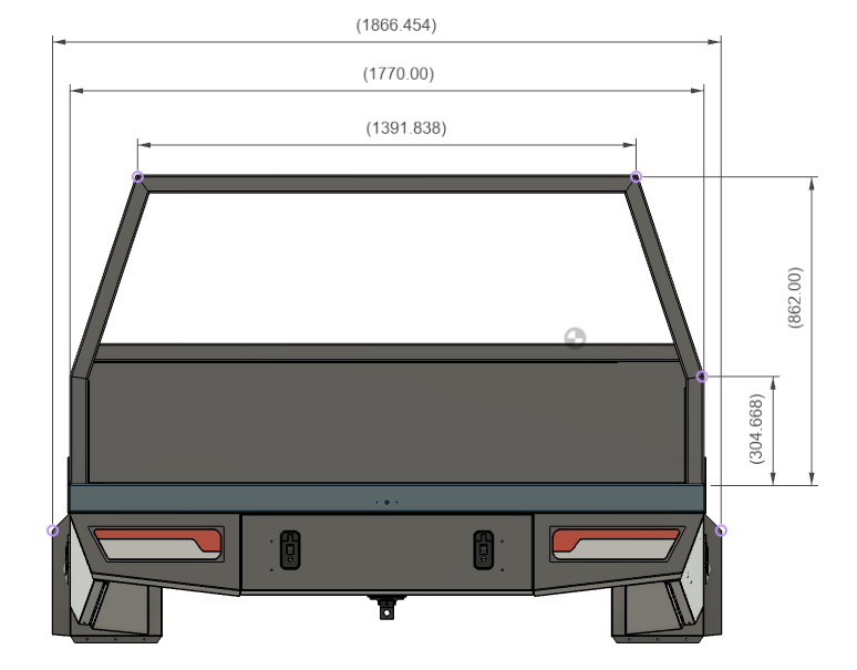 1680mm Black Ute Tray With Trundle Black