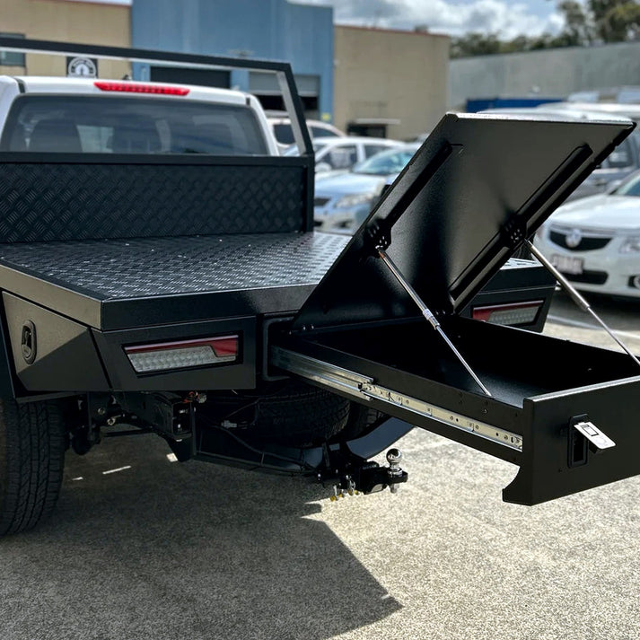 1680 mm Black Ute Tray With Trundle | Explorer Canopies & Ute Trays