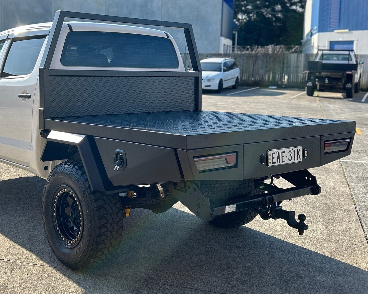 Ute Rear Step 1680 mm Black Ute Tray with Headboard | Explorer Canopies & Ute Trays