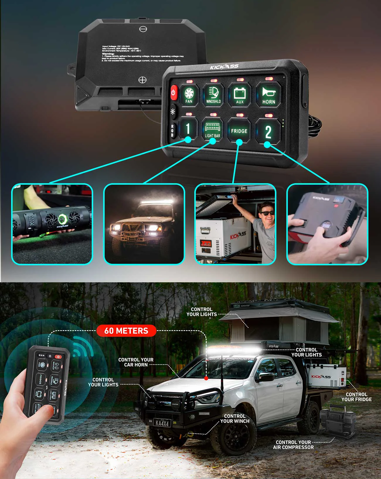 12V Wireless Switch Panel + Lighting kit - Price Fitted