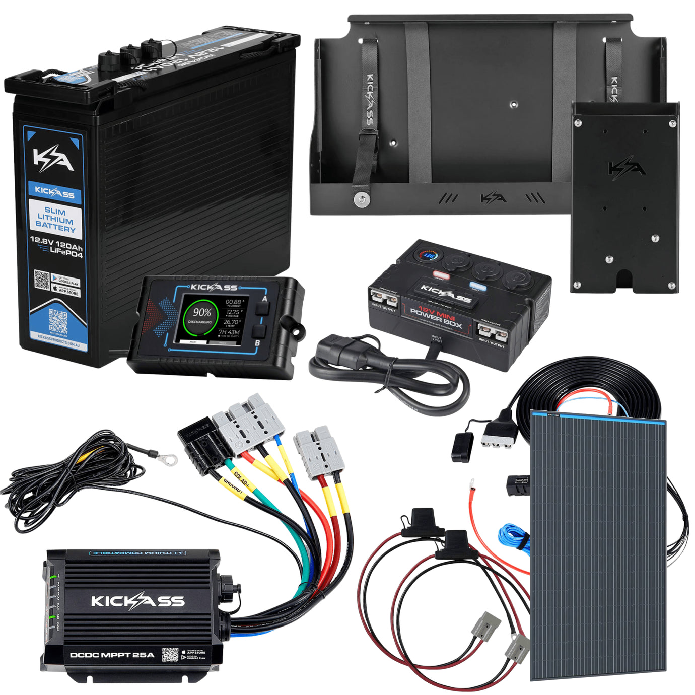 12V KickAss Smart 120Ah kit & Solar System - Price Fitted