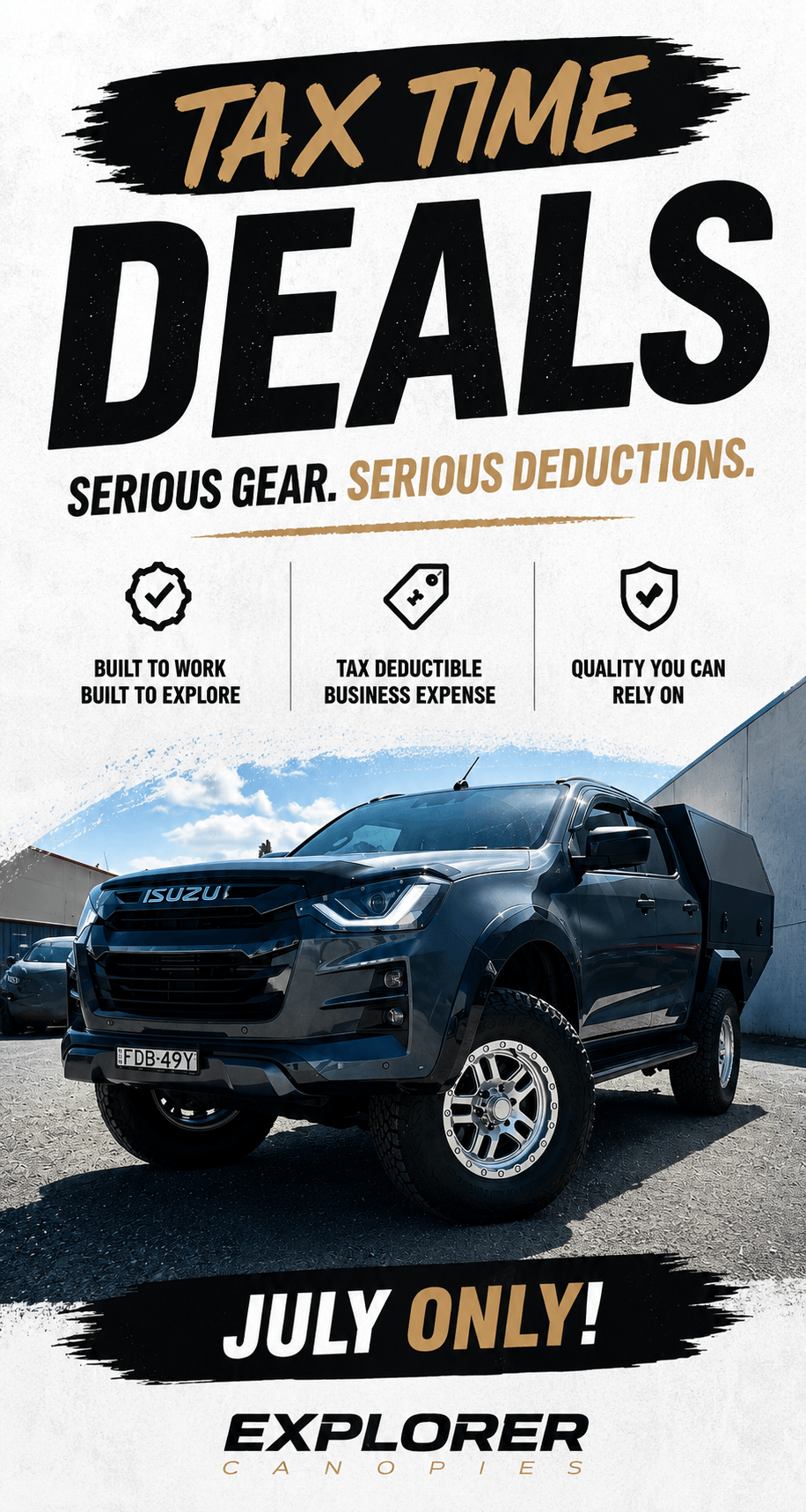 Explorer Canopies Tax Time July Deals
